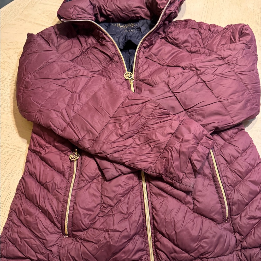 MICHAEL Michael Kors Burgundy Puffer Jacket - Picture 2 of 4